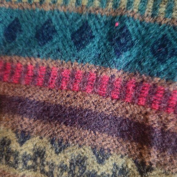 Vintage Lee Heavyweight Pearl Snap Fleece Cardigan Southwest Red Size M - Picture 8 of 10